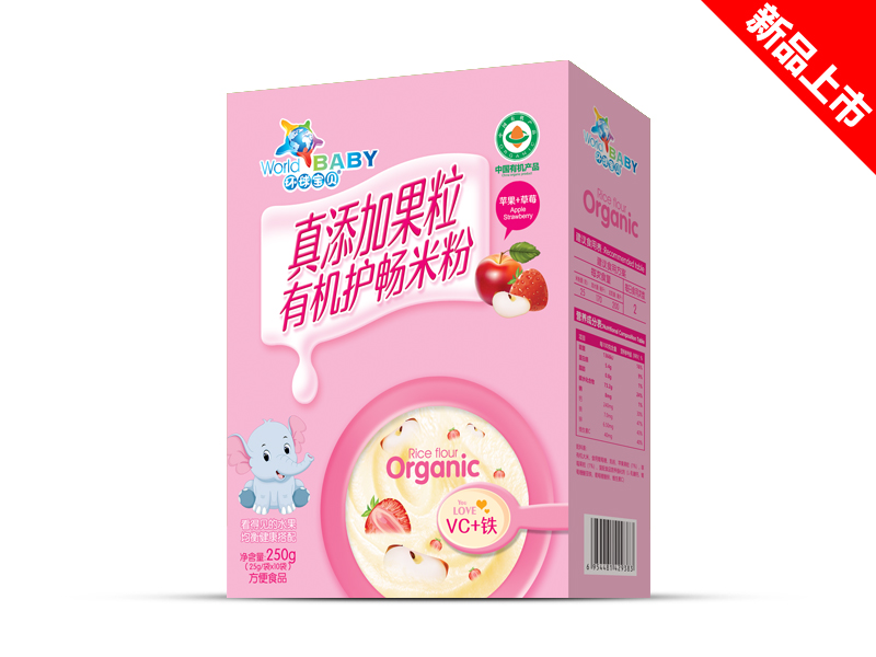 環(huán)球寶貝真添加果粒有機護暢米粉VC鐵盒裝