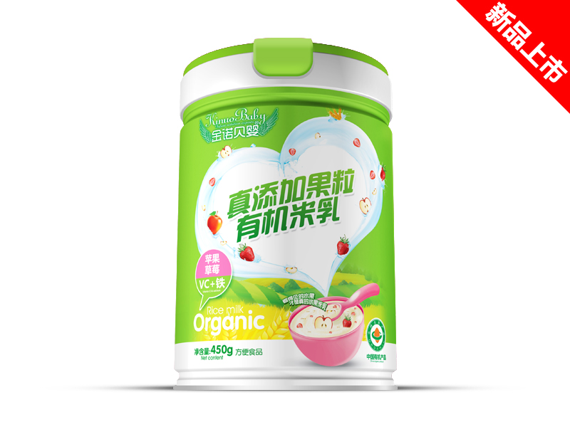 金諾貝嬰真添加果粒有機米乳蘋果草莓VC鐵桶裝