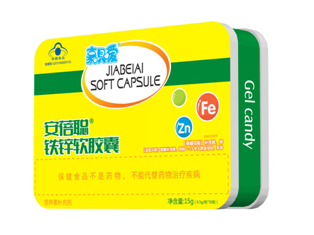 嘉貝愛安蓓聰鐵鋅軟膠囊凝膠糖果長方鐵