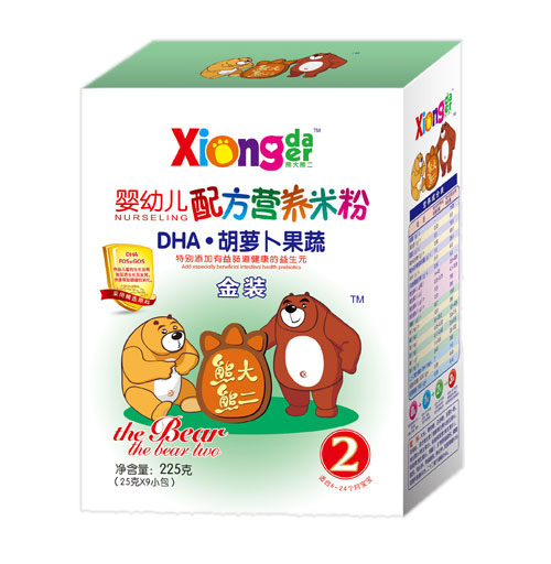 熊大熊二DHA胡蘿卜果蔬嬰幼兒營養米粉