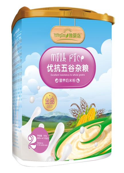 雅嬰島優(yōu)抗五谷雜糧營養(yǎng)奶米粉2段